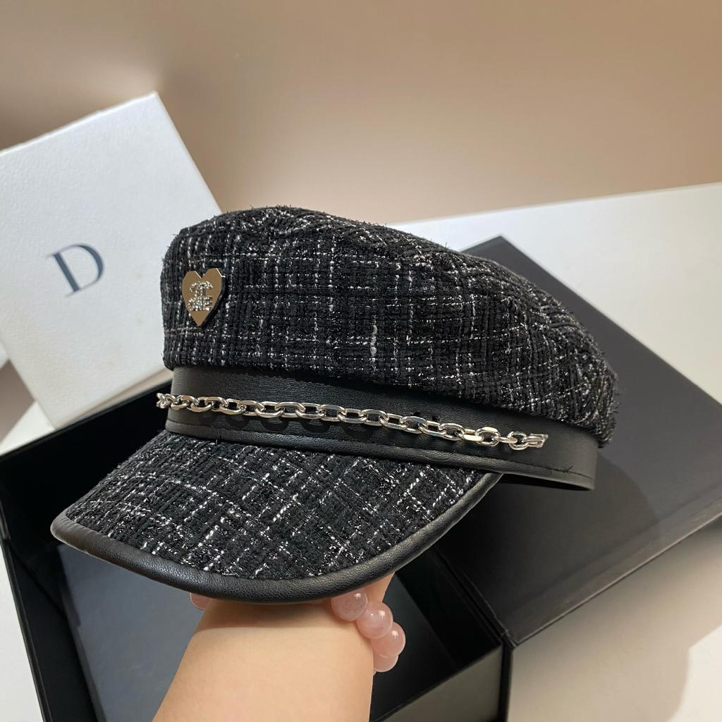 Xiaoxiangfeng Navy Hat Female British Style Personalized Chain Newsboy Hat Trendy Sweet And Cool Octagonal Hat
