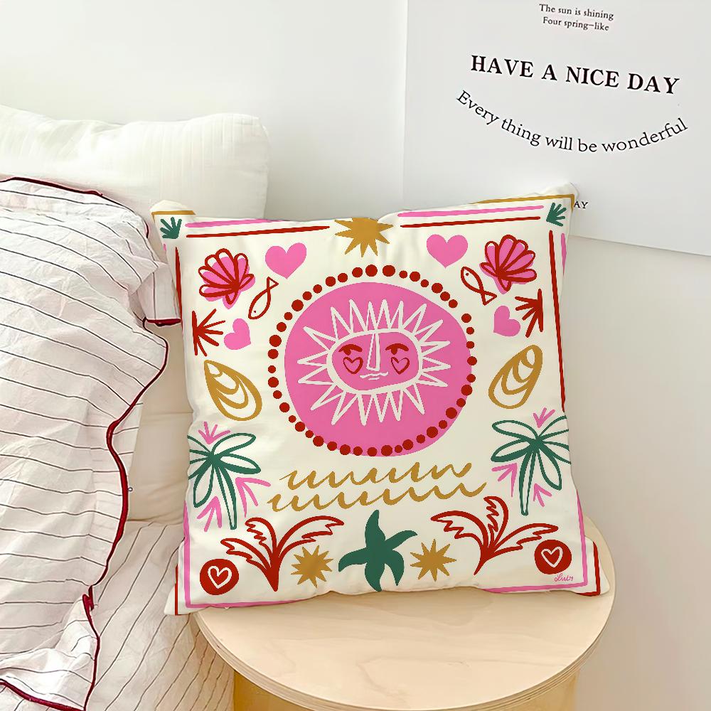 Cute Cartoon Flowers Fashion Art Cozy Soft Pillow Case for Sofa Living Room Home Office Decor Protective Covers