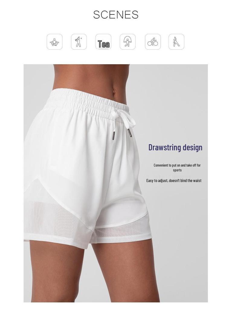 Spot Women's Summer Quick-Drying Sports Shorts - Casual Mid-Length Loose Fit, Wide-Leg, Anti-Exposure, European & American Douyin Trend Style