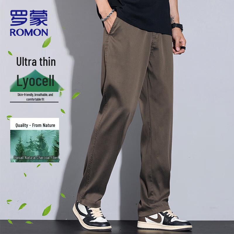 

ROMON Men s Tencel Lyocell Ice-Feel Casual Straight-Leg Pants L