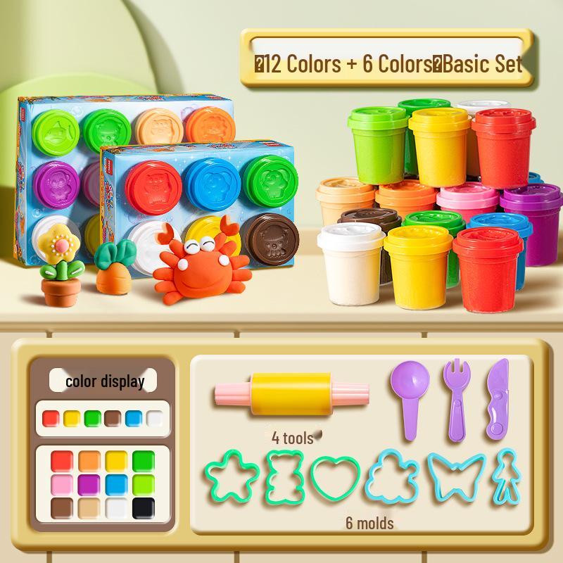 12-Color Food Grade Odorless Modeling Clay Set for Kids
