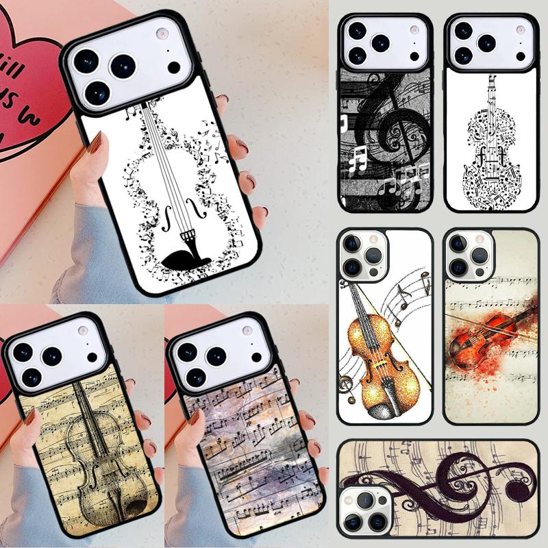 Musical Notes Violin Classical Phone Case For Apple iPhone 17 Air 16E 15 14 Plus 13 12 11 Pro Max Mini Funda Cover