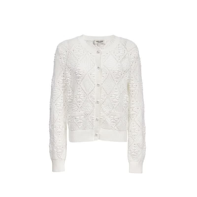 VEROMODA Women's Pure Cotton Ribbed Knit Cardigan