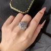 High-quality full-diamond sparkling zircon ring, 925 silver jewelry, women's party, wedding, proposal, bride's accessory