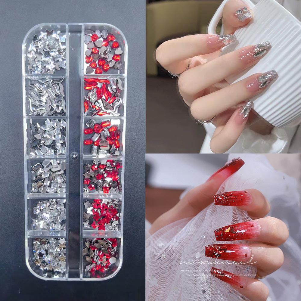 Nail Art Irregular Mini Ornaments: Pink, White, Colorful Champagne Accessories