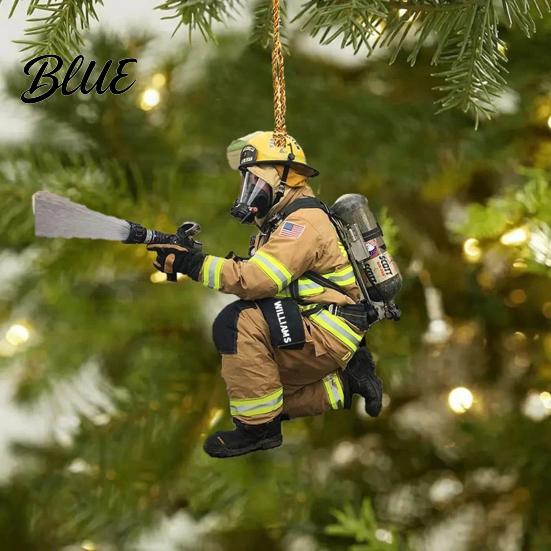 Interior Rearview Pendant Christmas Tree Firefighter Ornament with Lanyard Widely Used Decoration Car Mirror Hanging Fireman Uniform