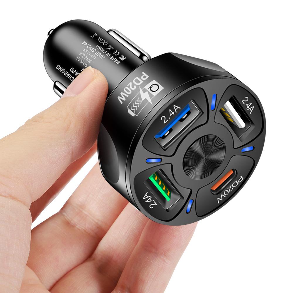250W 5 Ports Car Charger Fast Charging PD QC3.0 USB C Car Phone Charger Type C Adapter In Car For IPhone