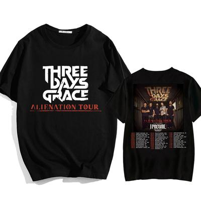 T-shirt Alienation Tour 2026 Heavy Mental T-shirts Three Days Grace Coton Manches Courtes Unisexe Streetwear T-shirts Imprimés Hip Hop