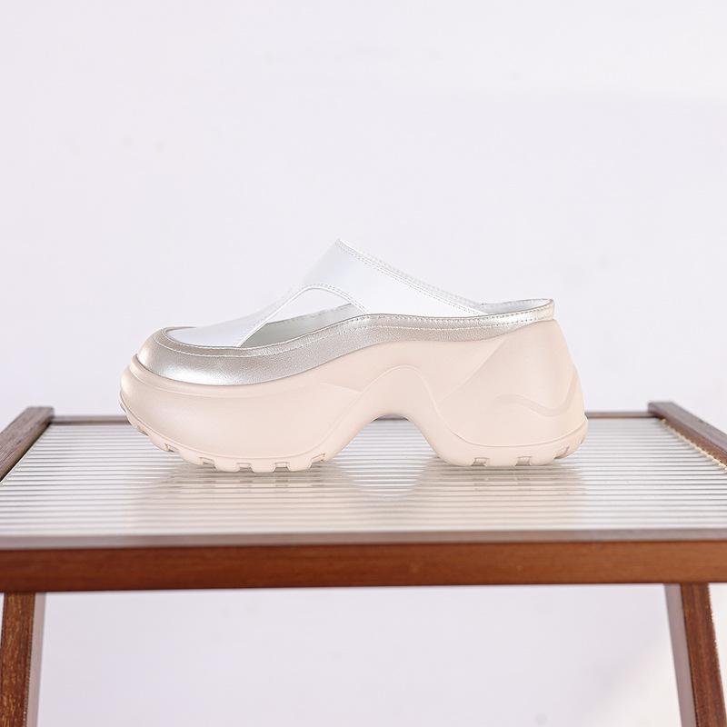 

2025 new summer casual fashion muffin women s shoes platform heightening slippers women s lazy bag head wear-resistant super soft 34 белый