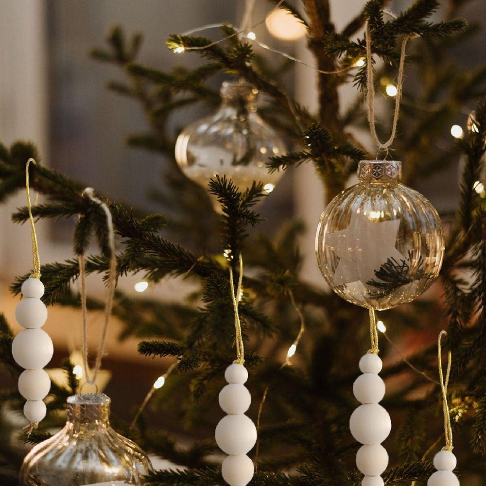 3pcs Decorative Christmas Tree Wooden Beaded String Handcrafted Christmas Tree Pendant  Kids