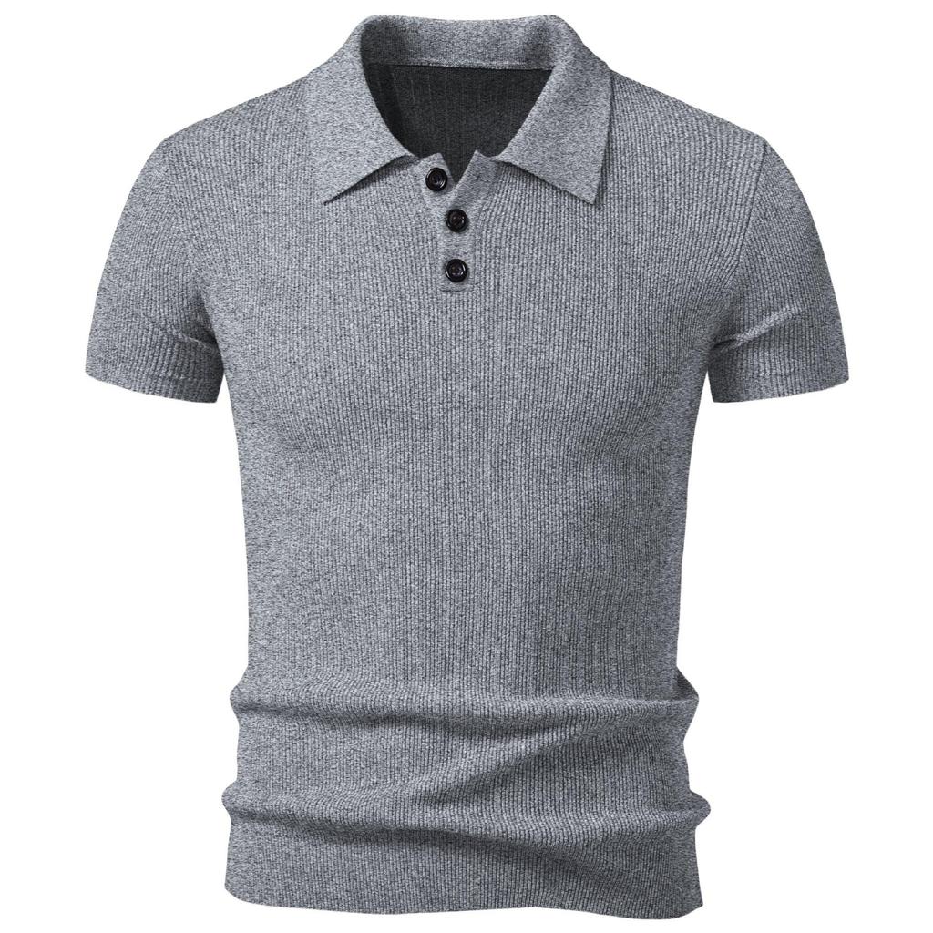 Men's Collared Short-sleeved Knitted T-shirt