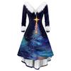 Women's Fashion Casual V-Neck Christmas Print Long Sleeve Dress