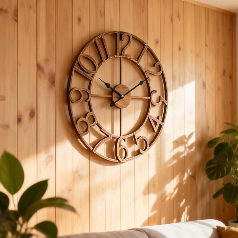 Creative Digital Wall Clock Retro Living Room Wall Watch Bedroom Simple Silent Clock Home Aesthetic Decorative Ornaments
