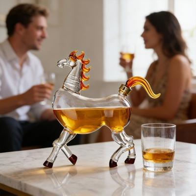 Pferd Tierkreis Glas Dekanter Erfolg beim ersten Versuch Symbolisches Design Mundgeblasen Künstlerischer Spirituosen Spender Heimdekor