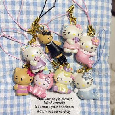 Long Legs Hello Kitty Phone Chain Hello Kitty Charm Pendant Keyring Jewelry For Girl Women Gift Bag Decoration