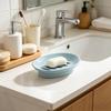 Oval Soap Dish with Drainage Slots Durable Plastic Construction Easy to Clean Compact Design Suitable for Bathroom and Kitchen Use