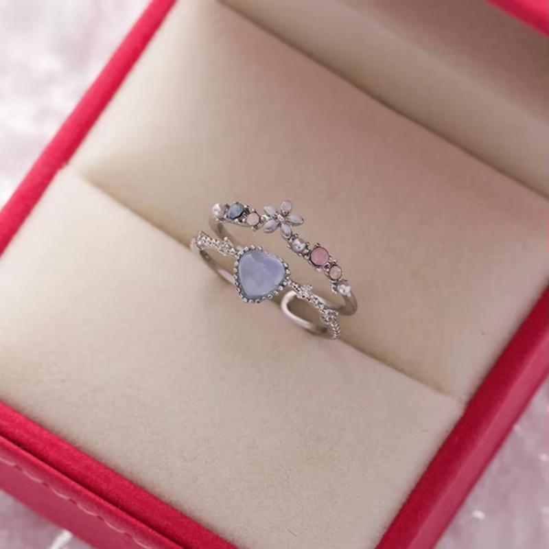 New Korean Exquisite Crystal Flower Fashion Temperament Sweet Versatile Love Opening Female Custom Jewelry