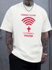 Unisex O Neck Tee Prayer Wifi Cross Slogan Print Cotton Short Sleeve Loose Summer Street Breathable Daily Casual Basic Wear Top
