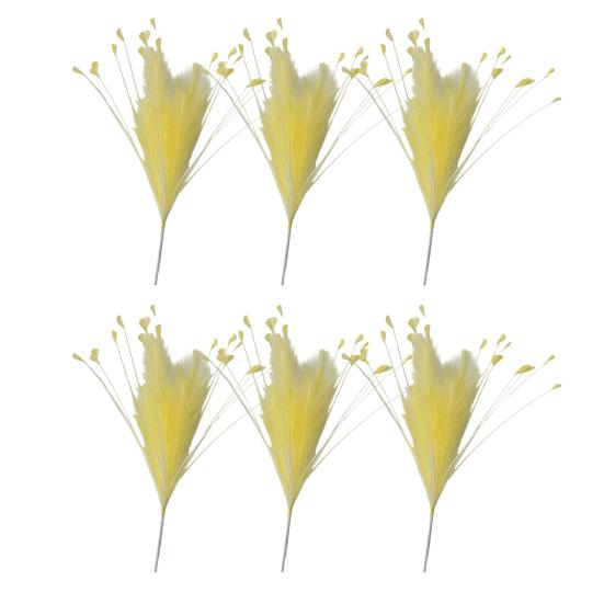 6 Pcs Faux Pampas Grass Decor 17.7" Short Fluffy Fake Pompas Branches Multicolor Artificial