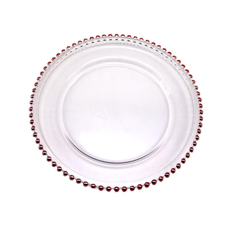 Nordic Style Golden Beaded Glass Fruit Plate - Round and Elegant for Banquets