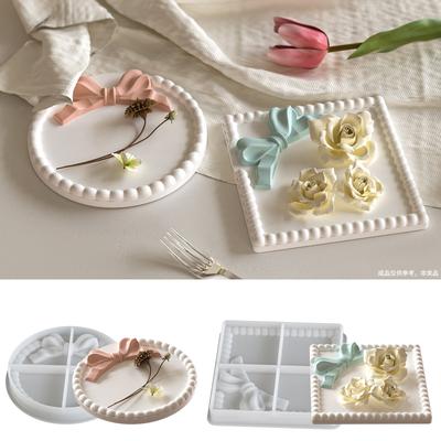 DIY Mold, Square, Circular, Bow Tie, Bubble Bead Coaster, Ins Style, Aromatherapy Gypsum Mold, Dish, Silicone Mold