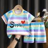 Sommer Kurzarm Cartoon Bedrucktes Kinderhosen-Set aus reiner Baumwolle, geeignet für Jungen und Mädchen Babykleidung