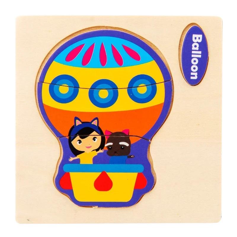 Baby Montessori Toys 3d Wooden Puzzle Cartoon Animal Traffic Jigsaw Puzzle Early Learning Educational Toys for Children Gift