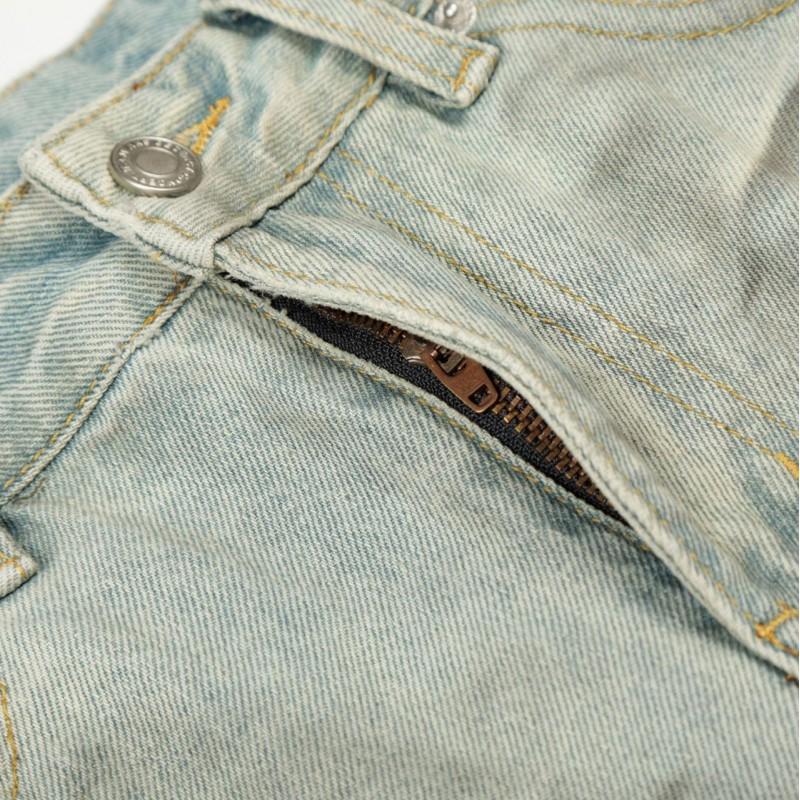Unisex Washed Denim Jeans Men Women - Loose Fit Straight Leg Wide Tapered In Blue Mid-Rise Zip Fly Casual Streetwear