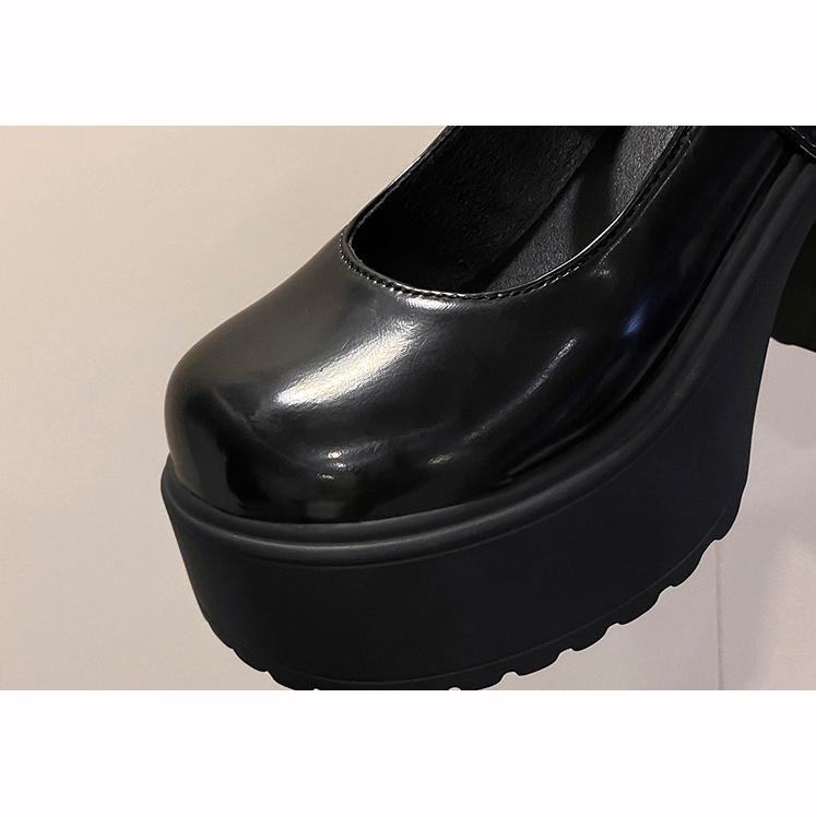 High Heels Mary Janes Shoes Autumn Patent Heeled Shoes Women Chunky Platform Ankle Strap Pumps