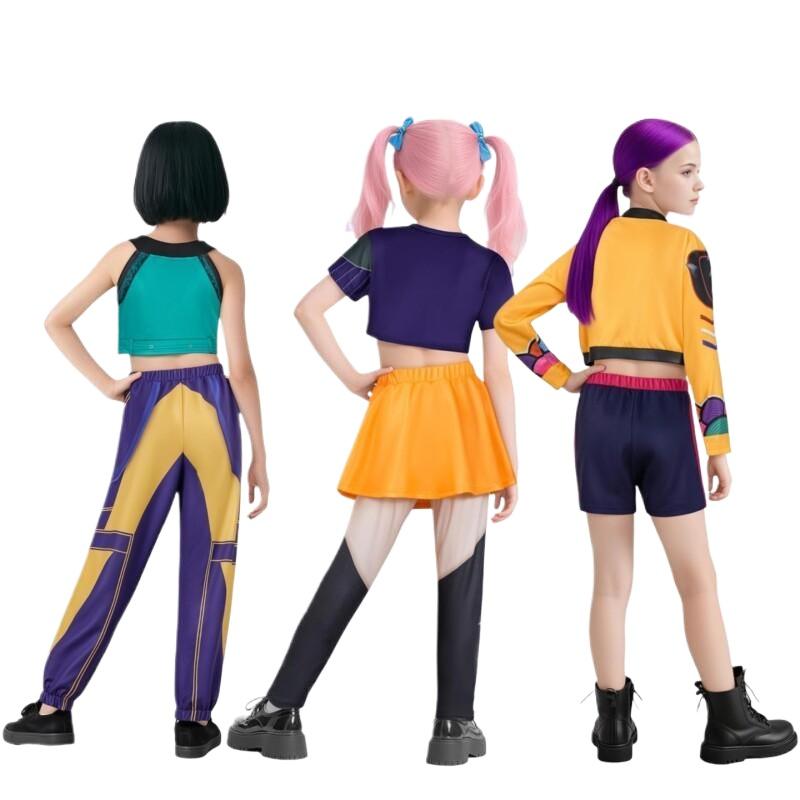 Dětské kostýmy démonů K-Pop Mira Rumi Zoey Lovci Cosplay kostým pro dívku Halloween Vzor na jeviště Oblečení pro hraní rolí