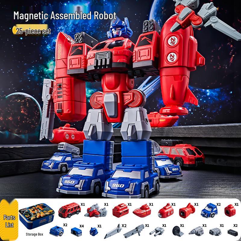 Children's 3D Magnetic Transforming Robot Car Toy - Versatile Warrior Model