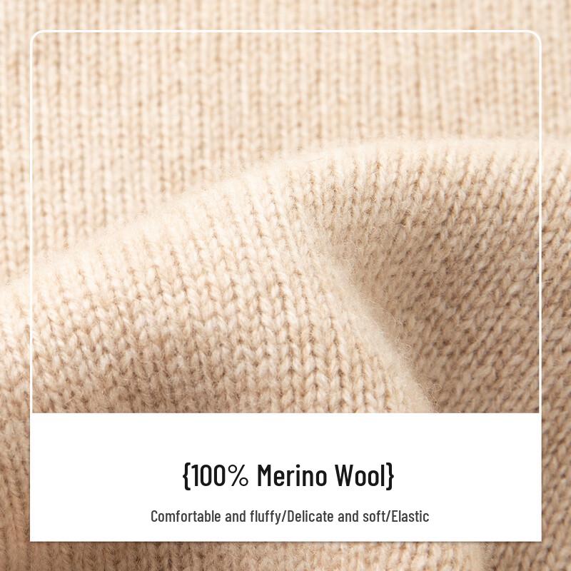 TUHUANG Women's 100% Merino Wool Cable Knit Semi-High Neck Pullover Sweater