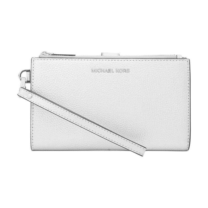 MICHAEL KORS Jet Set Brand Logo Leather Wallet Large Women s Silver серебряный