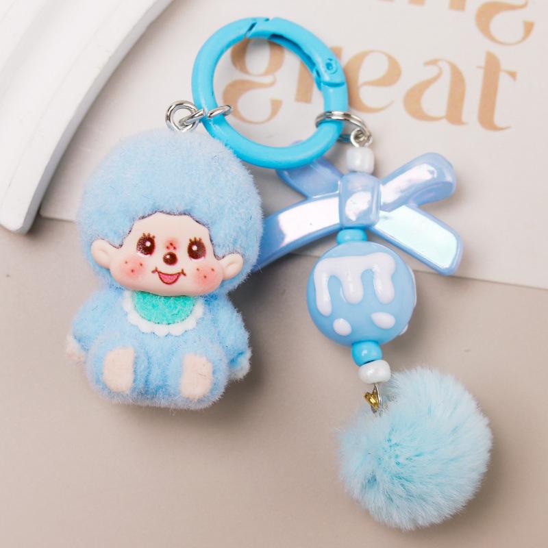 Llavero de M Beads Sentado con Flocado Llavero Lindo Joyería Colgante de Bolso de Moda Colgante Pequeño de Juego