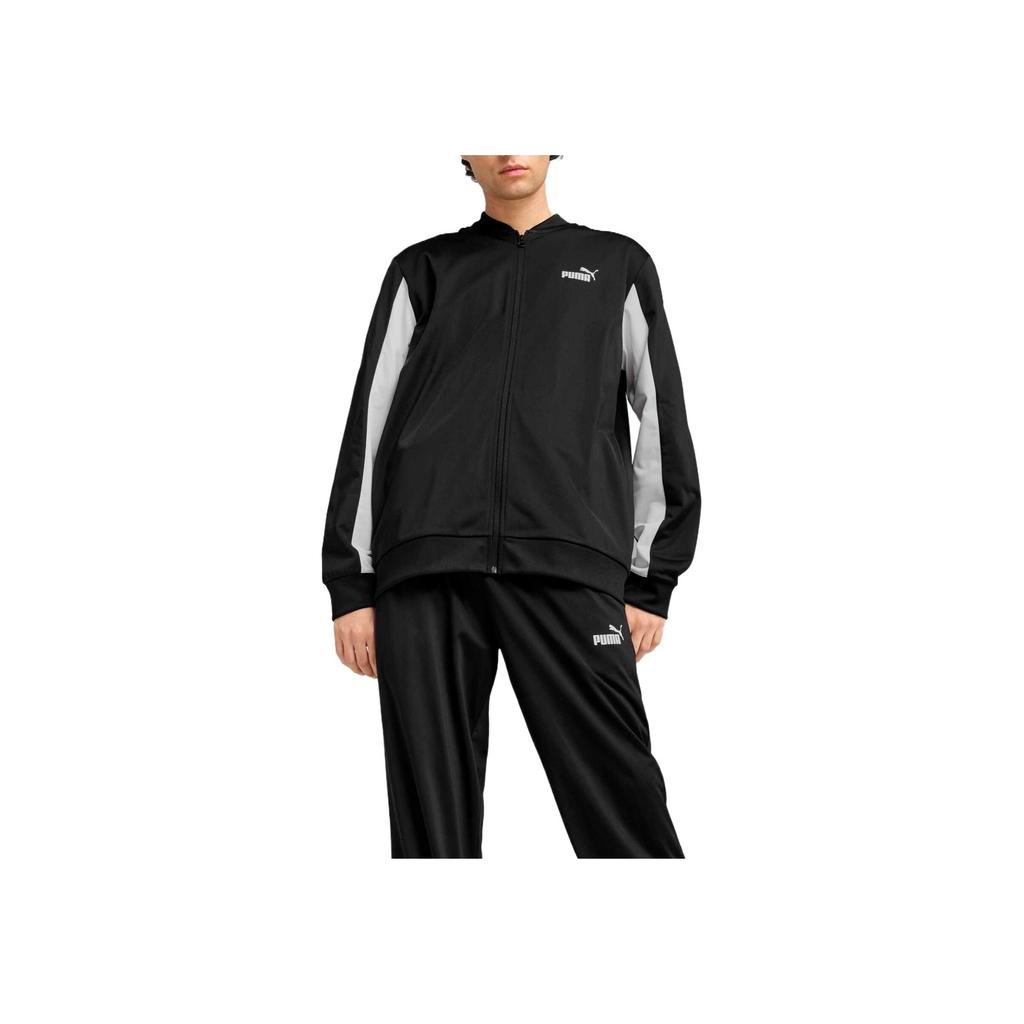 PUMA Polo Collar Zip Jacket And Elastic Long Pants Casual Sports Suit Men suit Black 687656-01