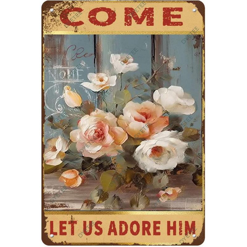 Metal Tin Sign Garden Beautiful Flowers Vintage Tin Sign Flower Lavender Metal Wall Panel Retro Art Decoration for Home Cafe Bar