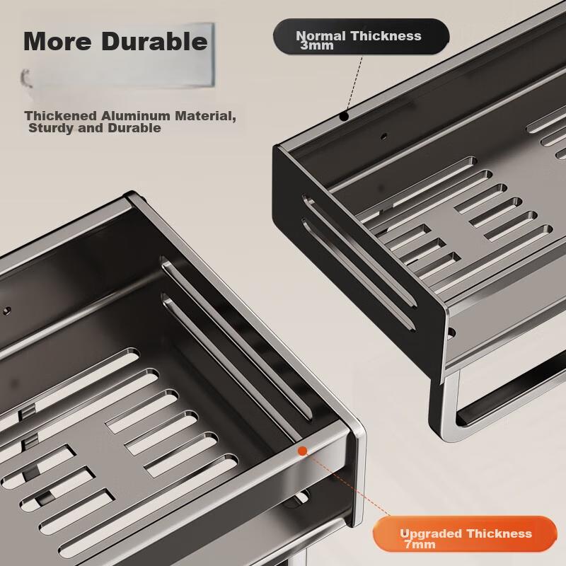 Baihan Bathroom Storage Rack, No Drilling Required, Wall-Mounted Hooks for Toilet, Washroom, Sink, Corner Shelf, Shower Room