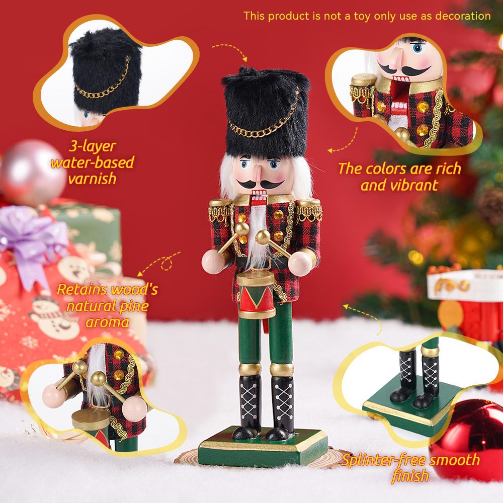 25CM Świąteczny Dziadek do Orzechów Szkocki żołnierz w paski Ręcznie robiona Dekoracja Świąteczna Noworoczna Dekoracja na Imprezę Świąteczną Prezent