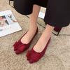 Fashion Large Size 43 Spring Bow Flats Shoes Woman Butterfly-Knot Ballets OL Office Shoes Pointed Toe Shallow Slip On Foldable Ballerina