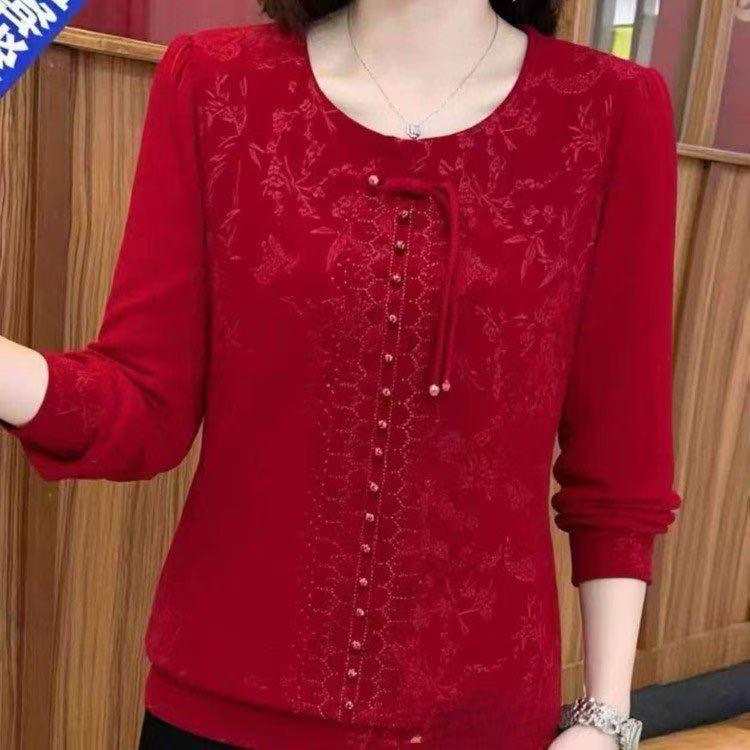 2026 Spring Style Elegant Versatile Age-Reducing Base Layer Shirt for Middle-Aged and Elderly Women