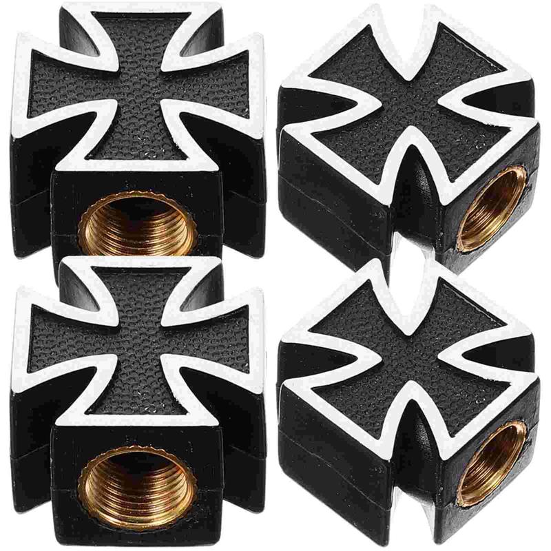 4 Pcs Cross Style Tire Valve Caps Universal Wheel Stem Valve Covers For Trucks Automotive Vehicle Copper ABS Dust Proof Sturdy
