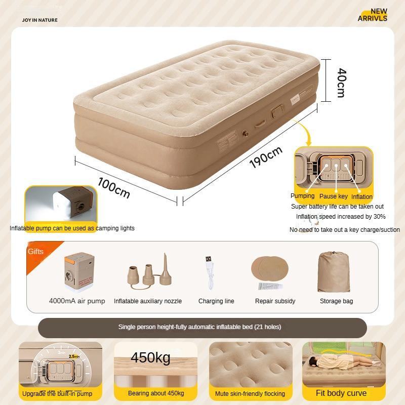 

Внутренний надувной матрас Бытовая надувная кровать Коврики для глэмпинга Портативные надувные матрасы для пола Уличный встроенный насос Утолщенный коврик