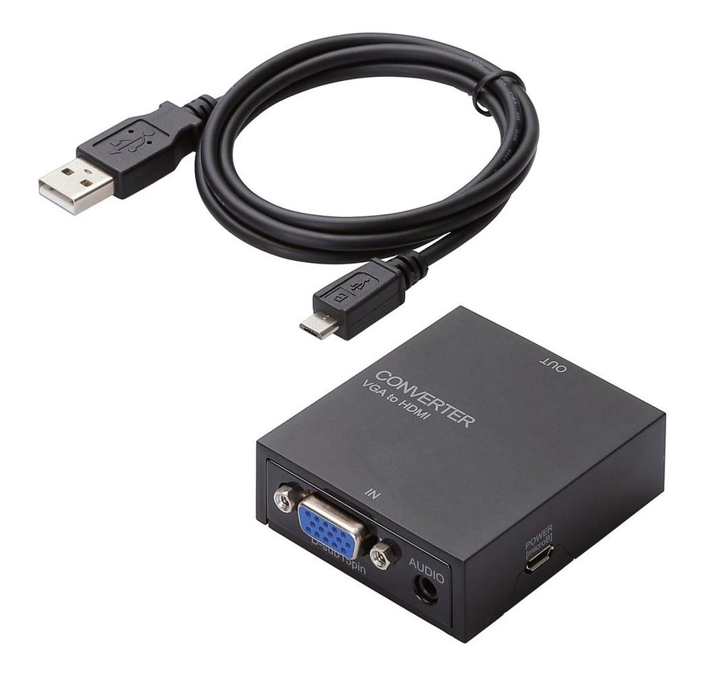 2015 ELECOM AD-HDCV03 Upscan Converter, 3.5mm Diameter, VGA to HDMI, HDMI 1.3, USB Powered