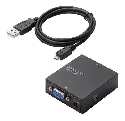 Elecom AD-HDCV03 3.5mm Upscan Converter, VGA To HDMI, HDMI 1.3, USB Powered, 2015 Model