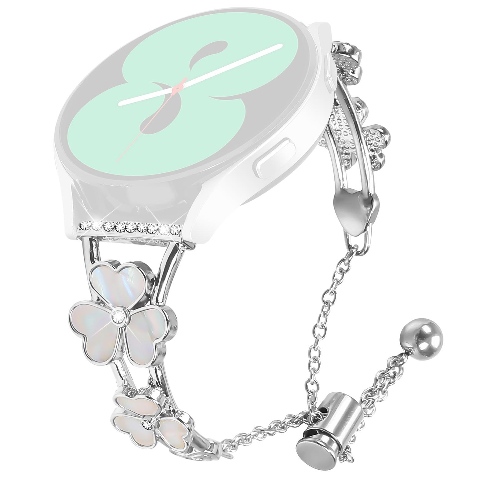 

Для Samsung Gear S2 Classic/Gear Sport Ремешок для часов Сердечко Клевер Декор Серебристый Металлический ремешок из цинкового сплава A