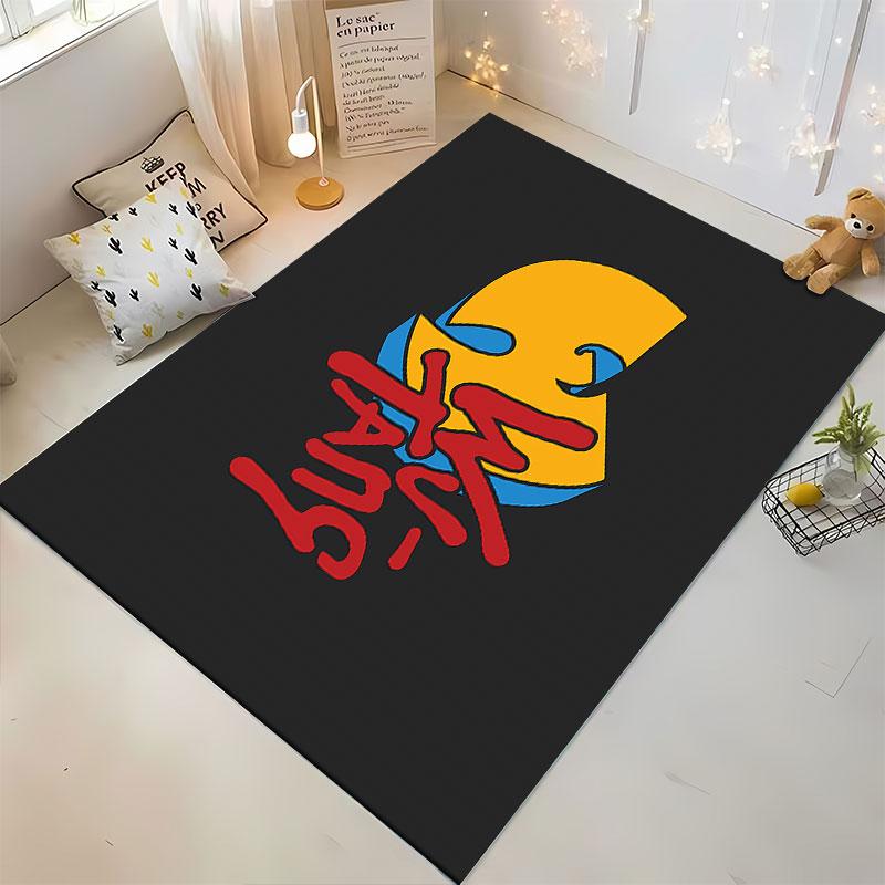 Wu-Tang Clan Yellow W Logo Red Graffiti Rug, Yellow Red Hip Hop Logo Style Design, Home Decor, Cozy Floor Accent, All Seasons Gift