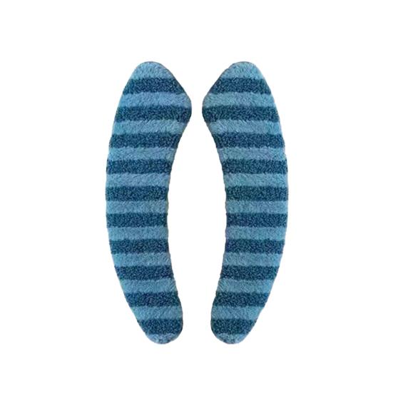 1 Pair Toilet Mat Striped Pattern Thickened Design Plush Warm Toilet Seat Protector Easy Installation Bathroom Mat