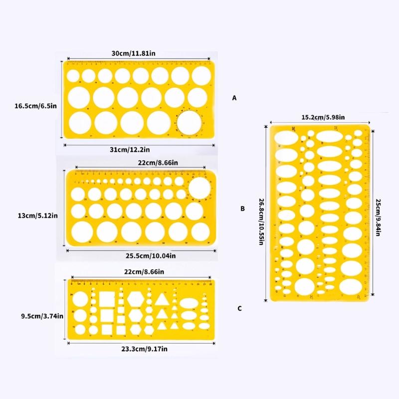 Geometric Stencil Geometric Drawing Templates Circle Stencils Clear Measuring Ruler for Engineering Drawing Building