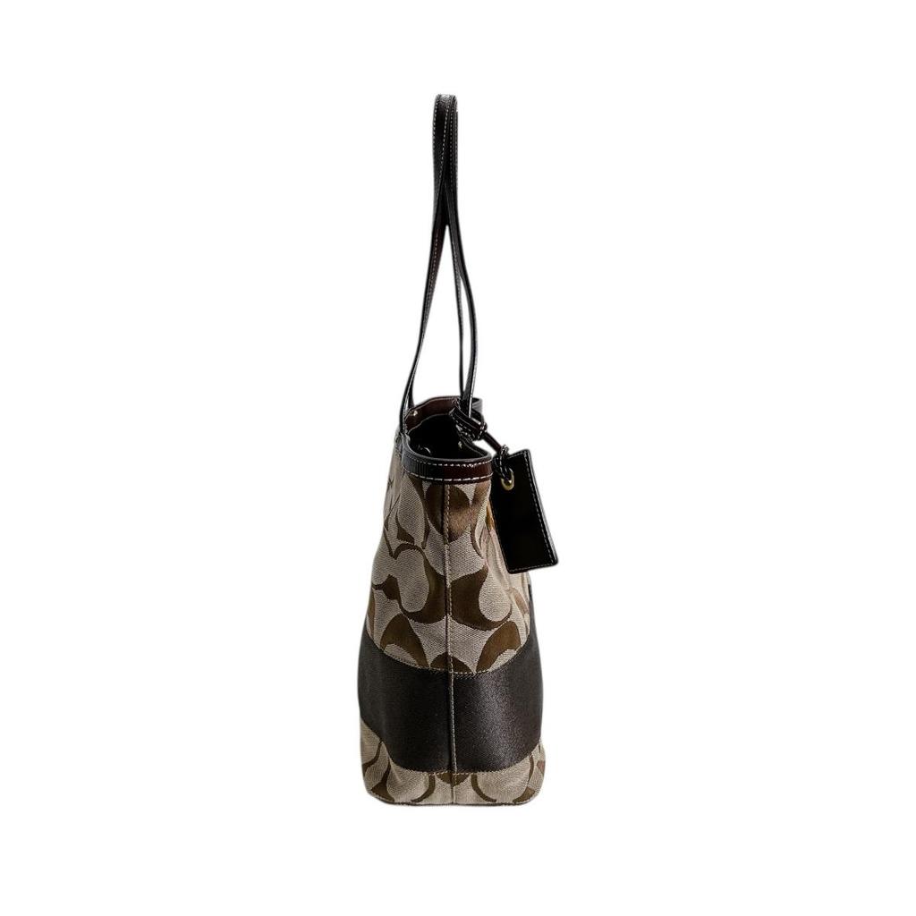 COACH canvas Signature Tote Bag canvas Brown Women 10124 Used