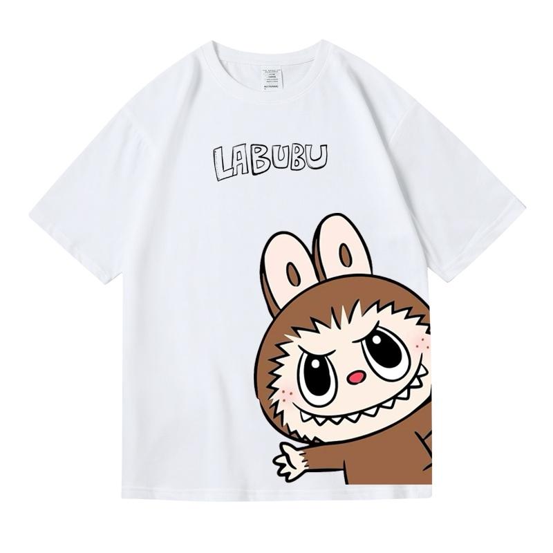 In 2025 The Hot-selling Labubu Kids Print T Shirts Summer Short-sleeved T-shirt Simple Loose and Fashionable Boy Girls Tshirt